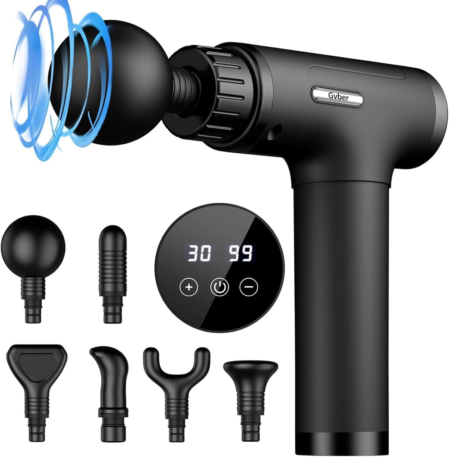 Massage Gun, Massage Gun Deep Tissue, Handheld Back Massager for Athletes, Percussion Muscle Massager with 6 Attachments & 30 Speed (Black) (Black)